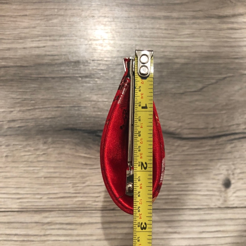 New Vintage Oriental Asian Cherry Blossom Red Hardshell Coin Purse Mini Pouch - Picture 5 of 12